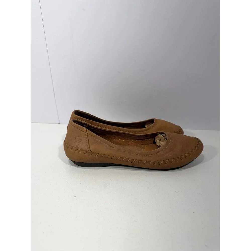 Born‎ Julianne Tan Leather Whipstitch Ballet Flats Shoes Womens 6.5 FMMC 6